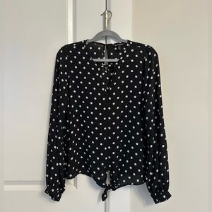 express black and white polka dot top